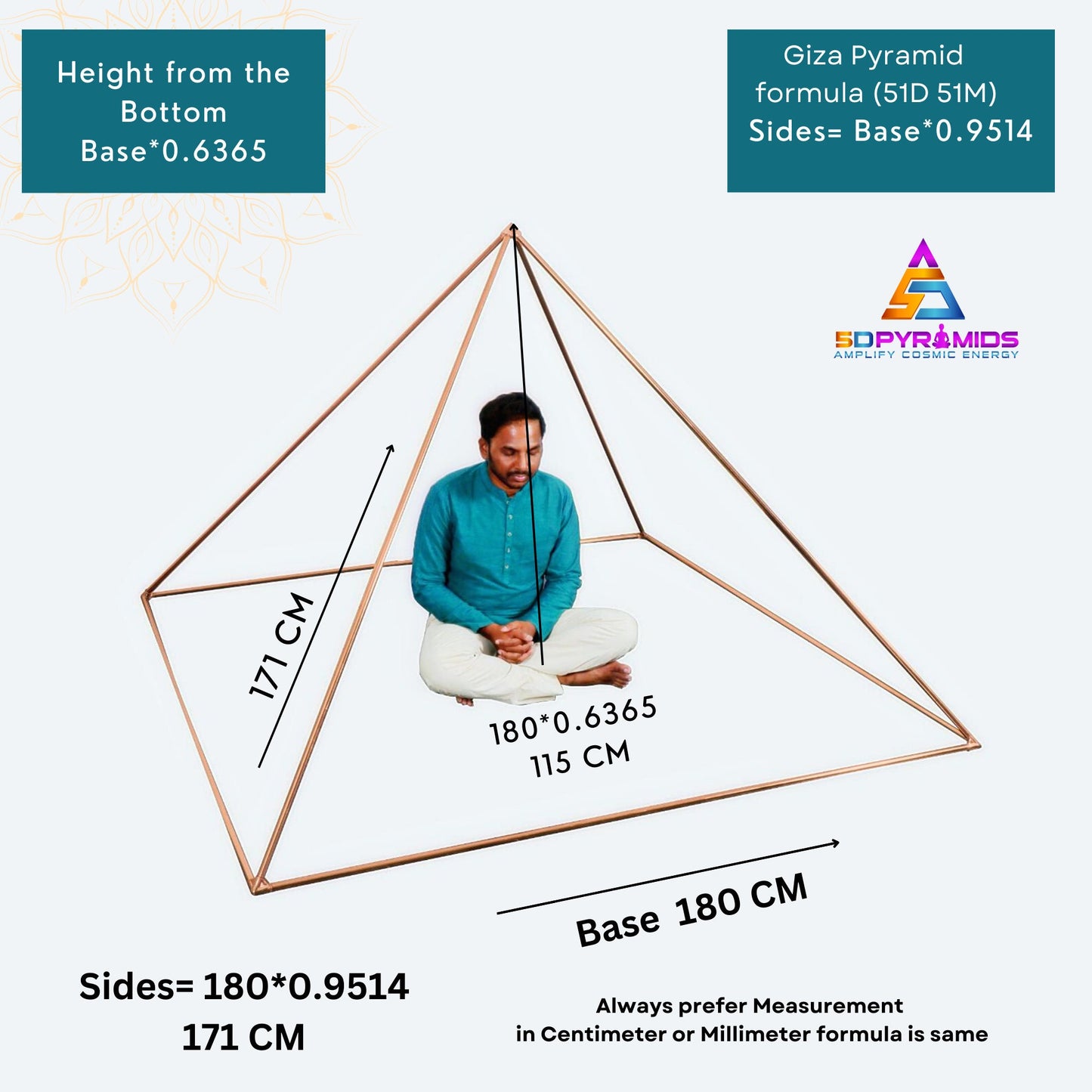 Copper Pyramid KIT USA 1/2 Inch (M Type) ( L TYPE) Europe 1/2 Inch, uk 15mm,Australia Type B Copper Meditation Connectors only Giza pyramid
